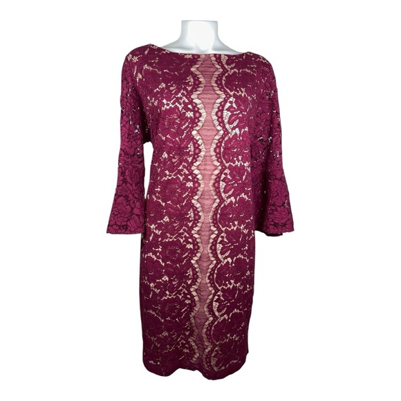 Gabby Skye Dress Size 18W Purple Lace Bell Sleeve. - Picture 1 of 13